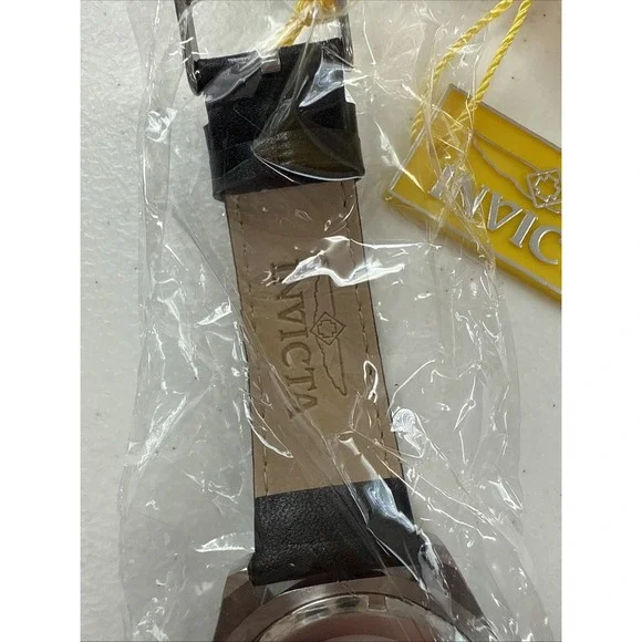 Invicta Men's 38976 Aviator Quartz Chronograph Silver, Black Dial Leather Watch‎